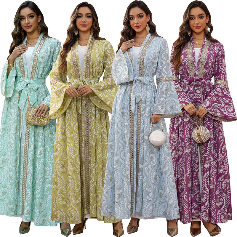 2PCS Muslim Wanita Gaun Dubai  - Embroidery Kebaya ulasan dan harga