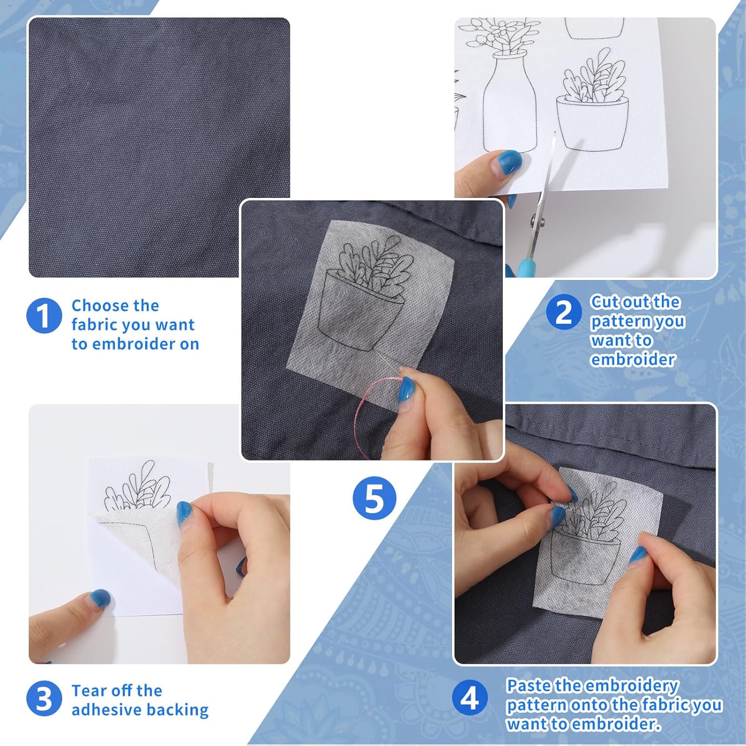 4 Lembar Penstabil Pola Bordir - Embroidery Meaning ulasan dan harga